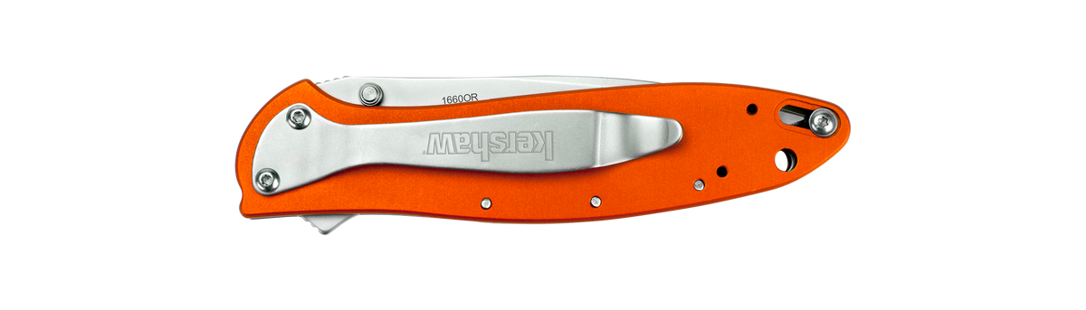 Kershaw Leek 1660OR 3" Folding Drop Point 14C28N Plain Edge Orange Anodized Aluminum — view 3