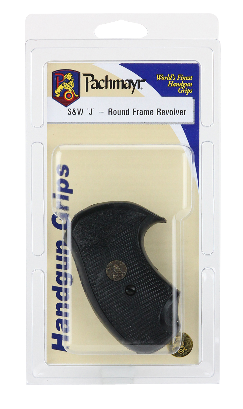 Pachmayr Compact Grip Checkered Black Rubber w/Finger Grooves S&W J Frame Round Butt — view 3