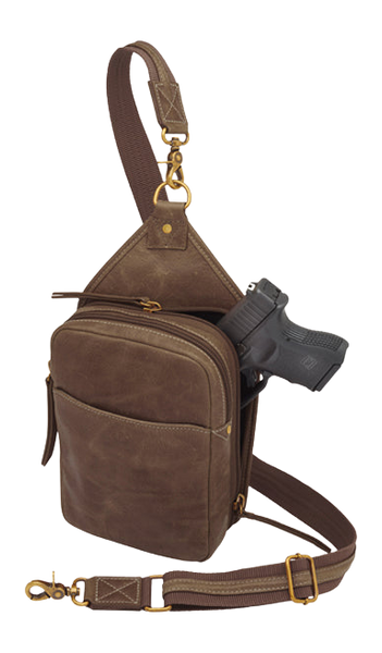 Kingport Industries GTM-CZY/106 Brown Distressed Buffalo Compact Sling Crossbody CCW Bag — view 3