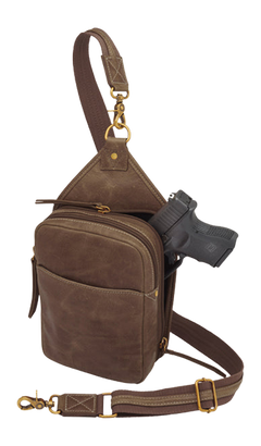 Kingport Industries GTM-CZY/106 Brown Distressed Buffalo Compact Sling Crossbody CCW Bag — view 3