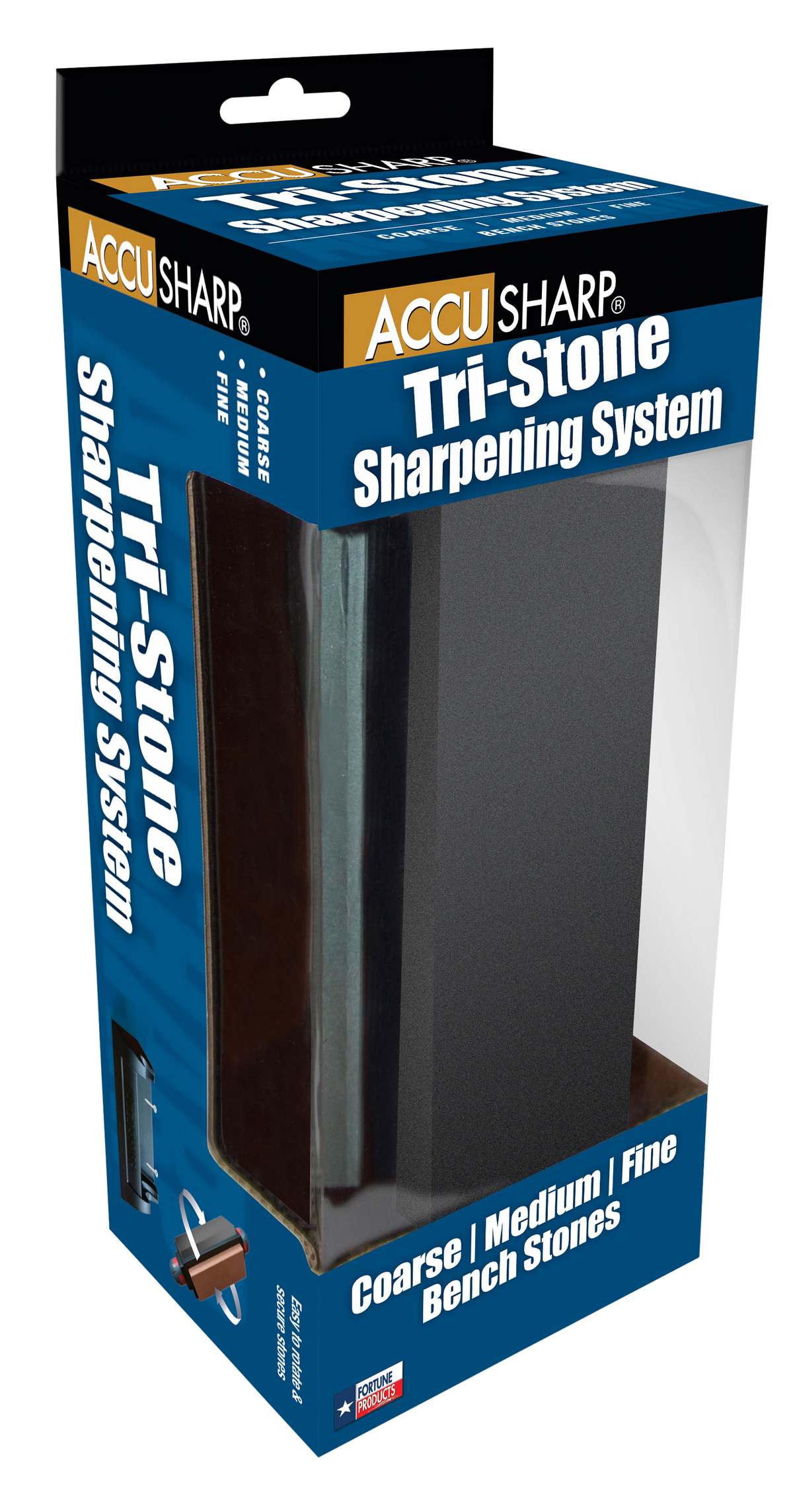 Accusharp 064C Tri-Stone Sharpening System Coarse/Medium/Fine Alumina-Oxide Rubber Handle Black — view 3