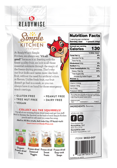 ReadyWise Simple Kitchen Freeze Dried Bananas 1 Serving Pouch 6 Per Case — view 3