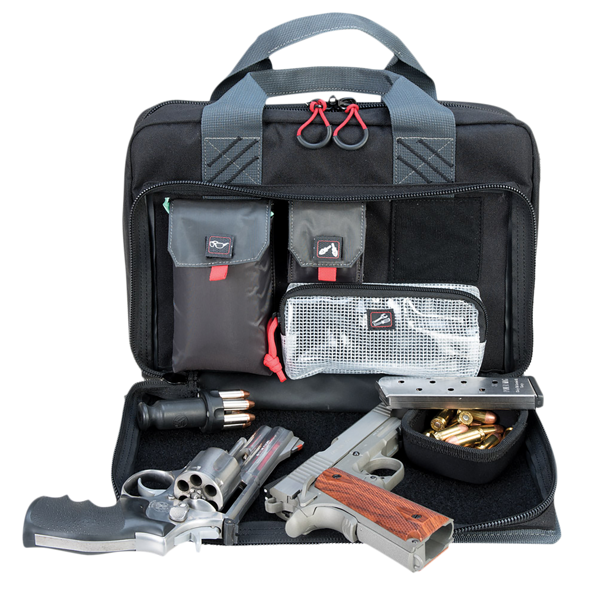 G*Outdoors Quad 1310PC Pistol Range Bag Black Nylon Holds 4 Handguns — view 3