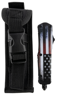 Templar Knife SUS231 Gen II US Flag Small 2.69" OTF Tanto Plain Black Oxide Stonewashed 440C SS Blade 4.31" US Flag Aluminum Handle - Glass Breaker — view 3