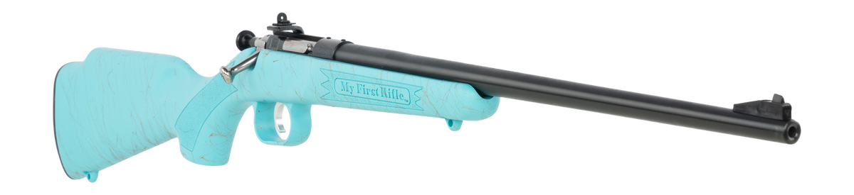 Crickett KSA2346 My First Rifle Gen2 22 LR 16.10" 1-Rd Bolt Action Rifle - Blue/Gold Webbing — view 3