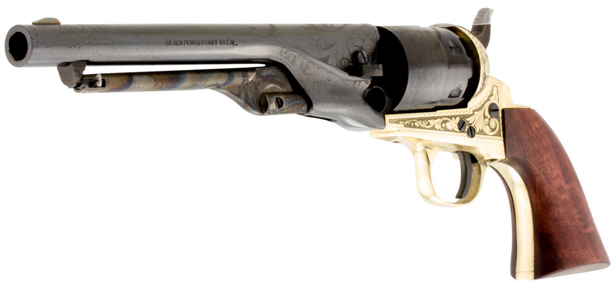Traditions 1860 Army .44 Cal 8" 6-Shot Break Open Percussion Revolver - Brass Engraved Frame/Blued Barrel — view 3