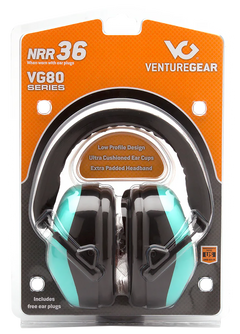 Pyramex Venture Gear V80 Muff 26 dB Over the Head Earmuffs w/32 dB Foam Earplugs - Orange/Black/Teal — view 3
