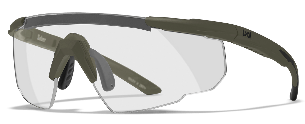 Wiley X Saber Advanced 308G Safety Glasses Smoke Gray / Clear / Light Rust - Matte OD Green Frame — view 3