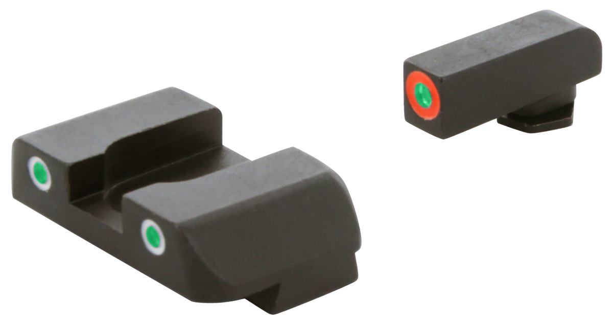 AmeriGlo GL241 Custom Classic Sight Set for Glock Gen 1-4 9mm/.40/.380 & Gen 5 10mm/.45 - Green Tritium Orange Outline Front / Green Tritium White Outline Rear — view 3