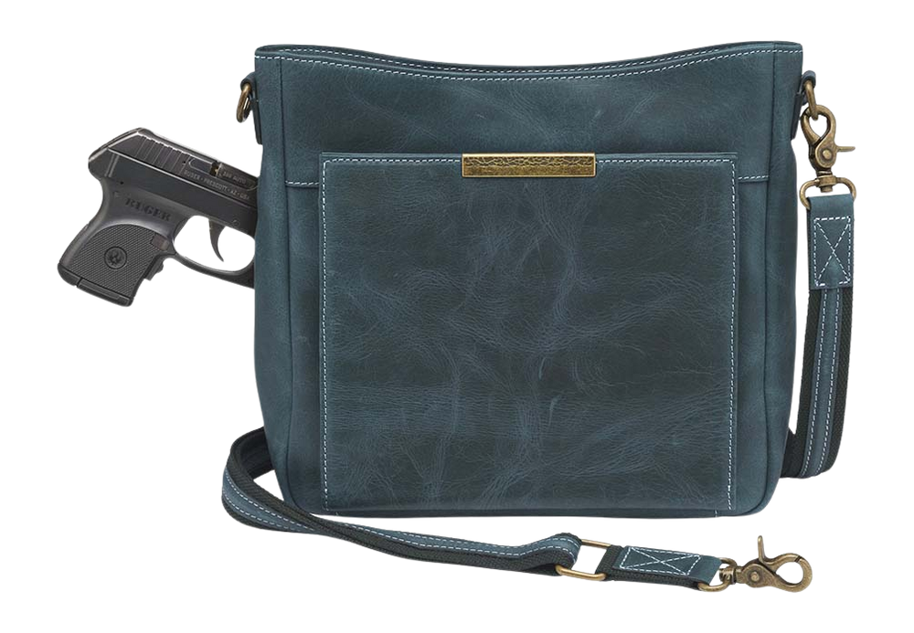 Kingport Industries GTM-CZY/98 Slim Crossbody Distressed Buffalo Blue Leather CCW Bag — view 3