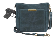 Kingport Industries GTM-CZY/98 Slim Crossbody Distressed Buffalo Blue Leather CCW Bag — view 3