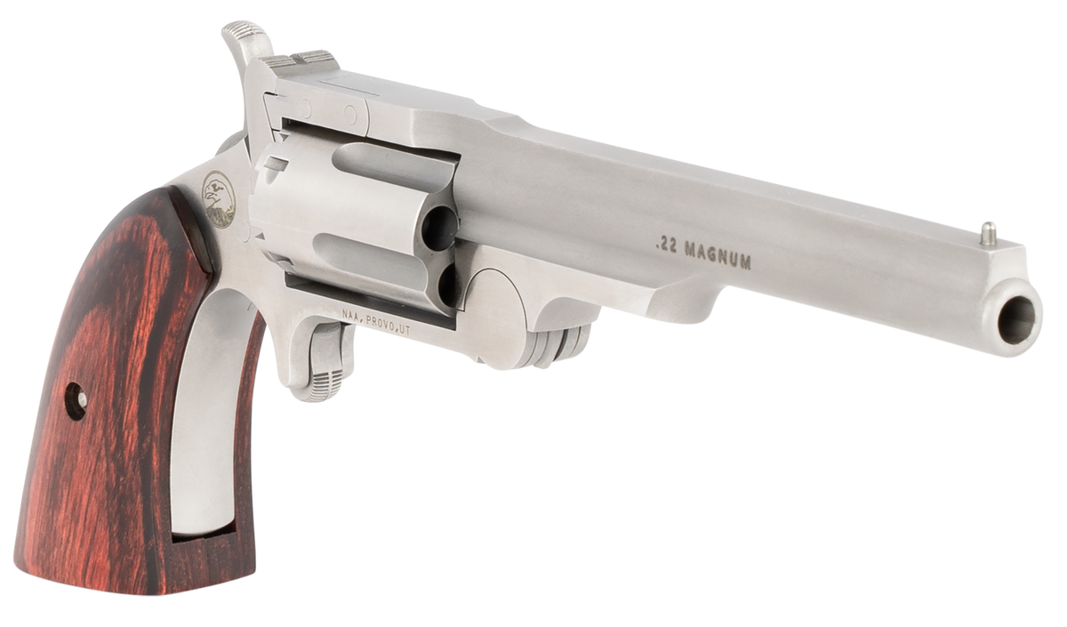NAA Ranger II 22 WMR 4" 5-Shot SAO Stainless Steel Mini-Revolver — view 3