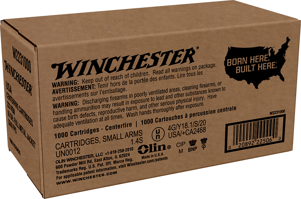 Winchester Ammo USA .223 Rem 55gr Full Metal Jacket 1000 Rd Case — view 3