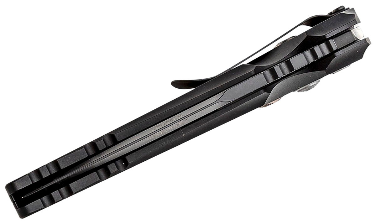 Hogue EX-A01 4" Automatic Folder Drop Point 154CM Black Cerakote Matte Black Aluminum Handle — view 3