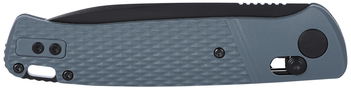 Columbia River Counterpart 3.38" Folding Drop Point Plain Black Oxide 12C27 SS Gray GRN Knife — view 3