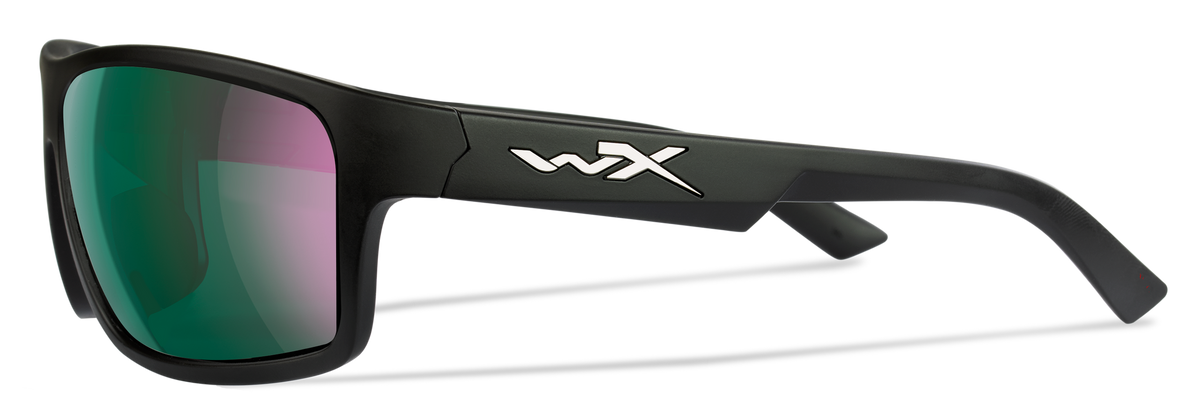 Wiley X Peak CAPTIVATE Polarized Green Mirror Lens Matte Black Frame Safety Glasses — view 3