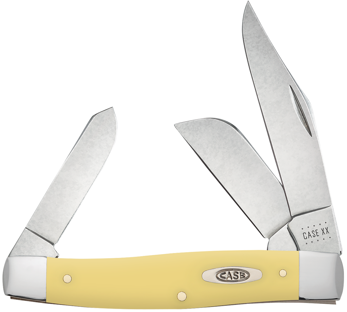 Case Large Stockman 3-Blade Folding Pocket Knife 3.3" Clip Carbon Steel Yellow Synthetic Handle — view 3