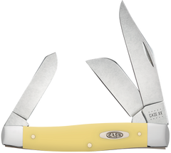 Case Large Stockman 3-Blade Folding Pocket Knife 3.3" Clip Carbon Steel Yellow Synthetic Handle — view 3