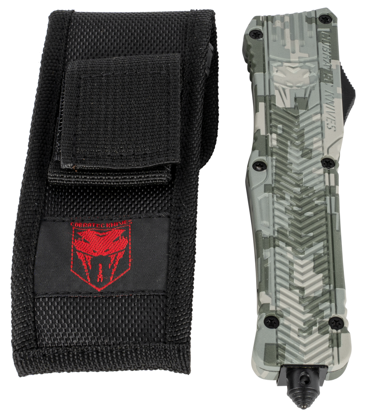 CobraTec Knives CTK-1 Large 3.75" OTF Tanto Plain D2 Steel Army DigiCamo Aluminum Handle — view 3