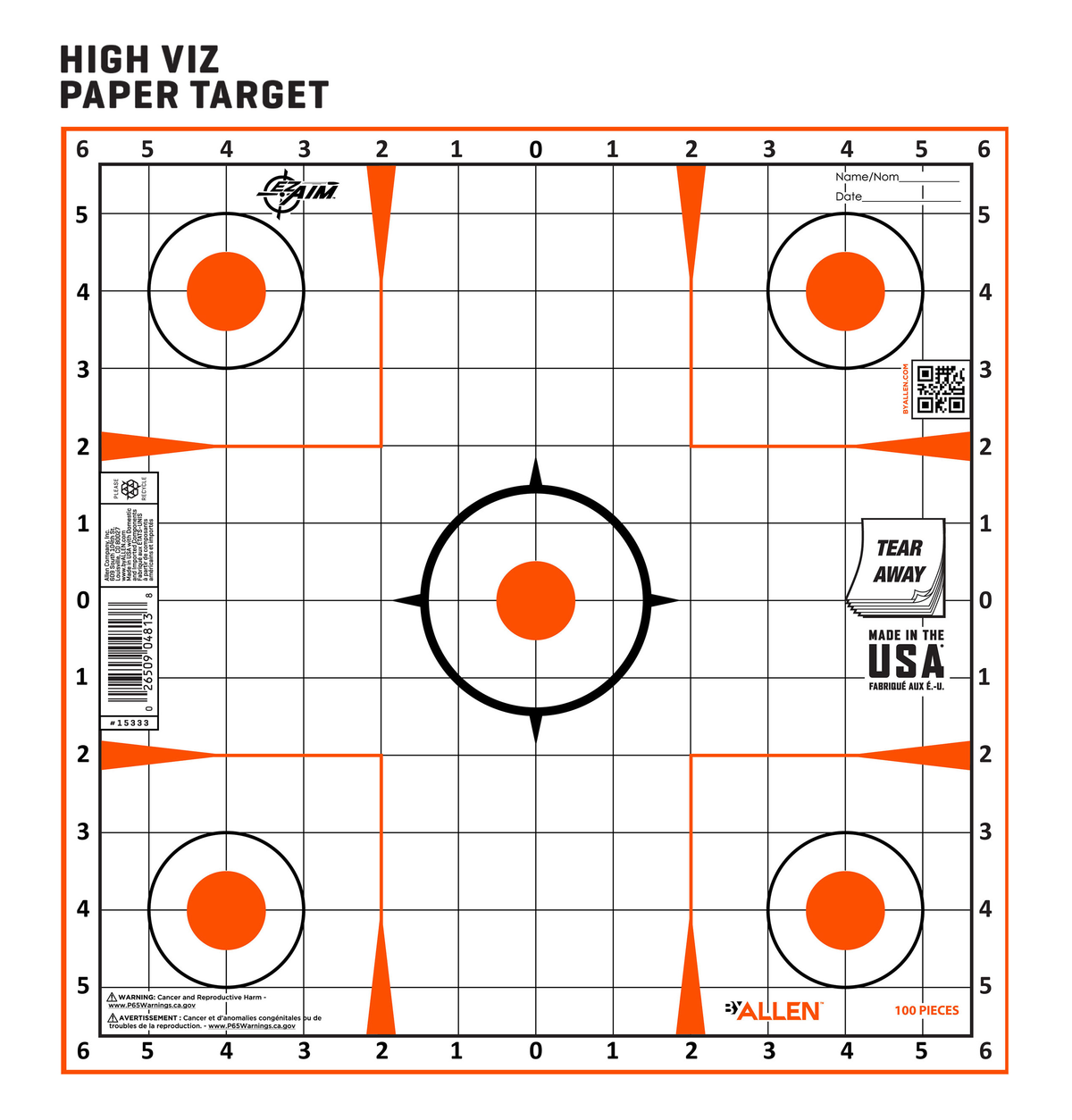 EZ-Aim Sight-In Grid Paper Self-Adhesive 12x12 Target Orange/White - 100 Pack — view 3