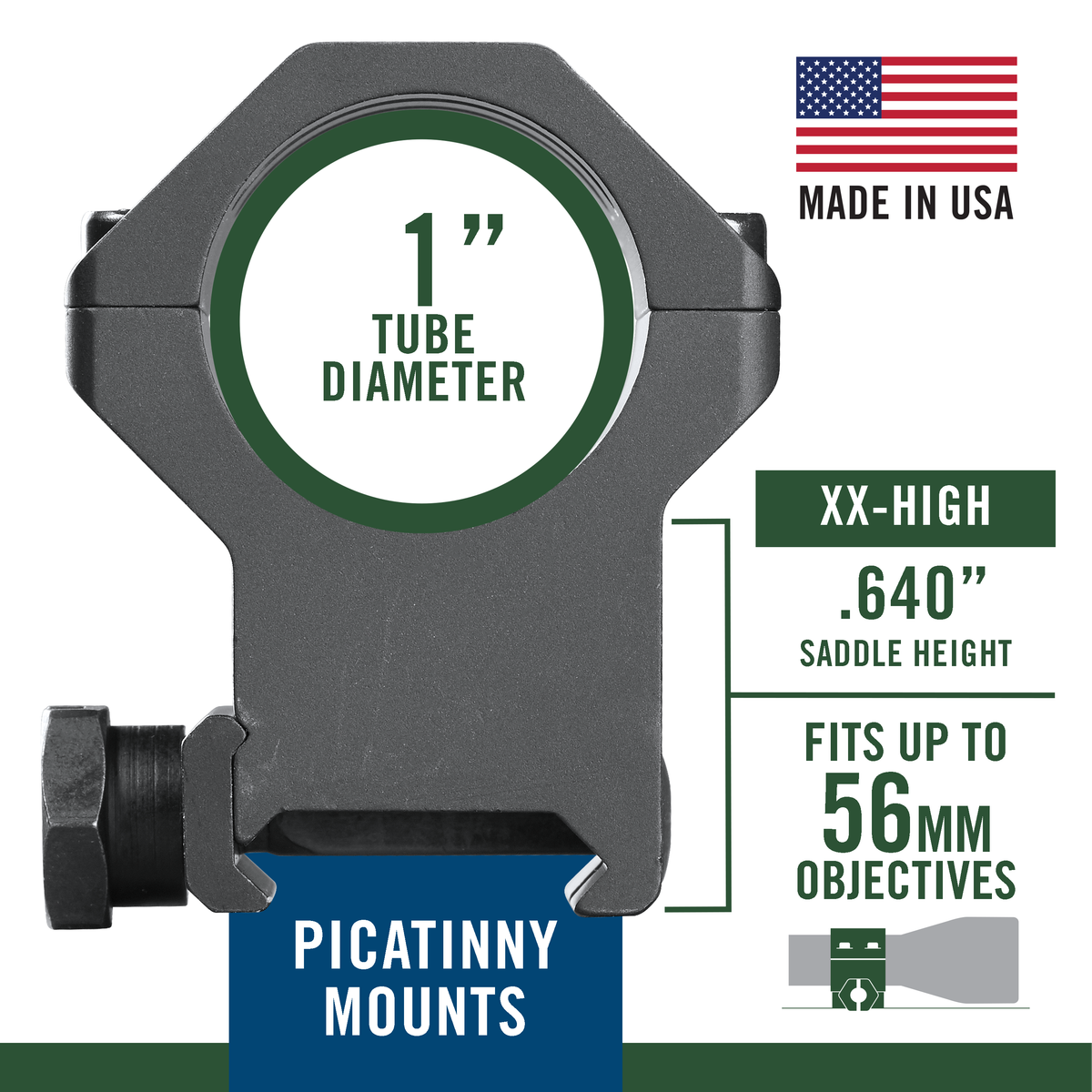Weaver Mounts 99691 Six-Hole Picatinny Rings 1" XX-High Matte Black — view 3
