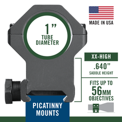 Weaver Mounts 99691 Six-Hole Picatinny Rings 1" XX-High Matte Black — view 3