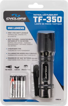 Cyclops TF-350 Tactical 350 Lumen CREE XTE LED Black Anodized Flashlight — view 3