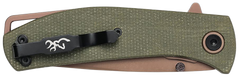Browning Trailside EDC Small 3" Folding Modified Drop Point D2 Steel Titanium Finish Green Micarta — view 3