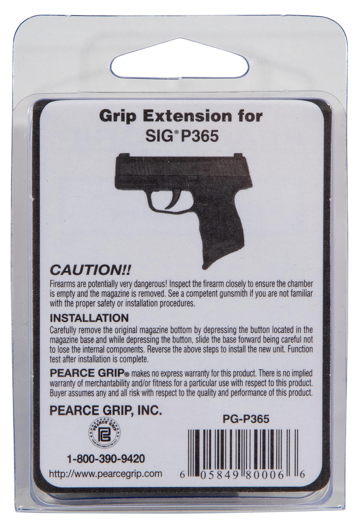 Pearce Grip PG365 Grip Extension Sig P365 9mm/.380 ACP 10-Rd 5/8" Textured Polymer Black — view 3