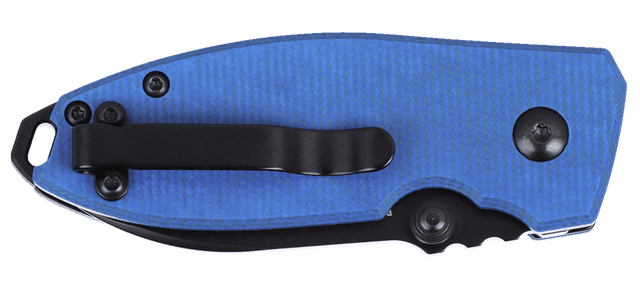 Columbia River Squid 2.27" Folding Drop Point Plain D2 Black Oxide Blue Micarta Button Lock — view 3