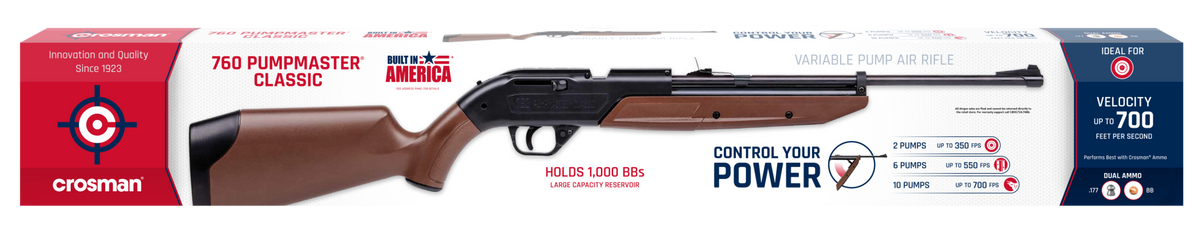Crosman 760B 760 Pumpmaster .177 17" 18+1 Pump Air Rifle - Brown — view 3