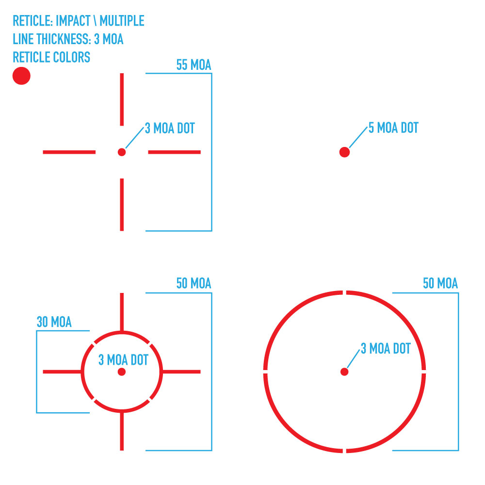 Firefield Impact Duo Reflex Sight 1x 31x22mm Multi-Reticle Red Dot with Red Laser Matte Black — view 3
