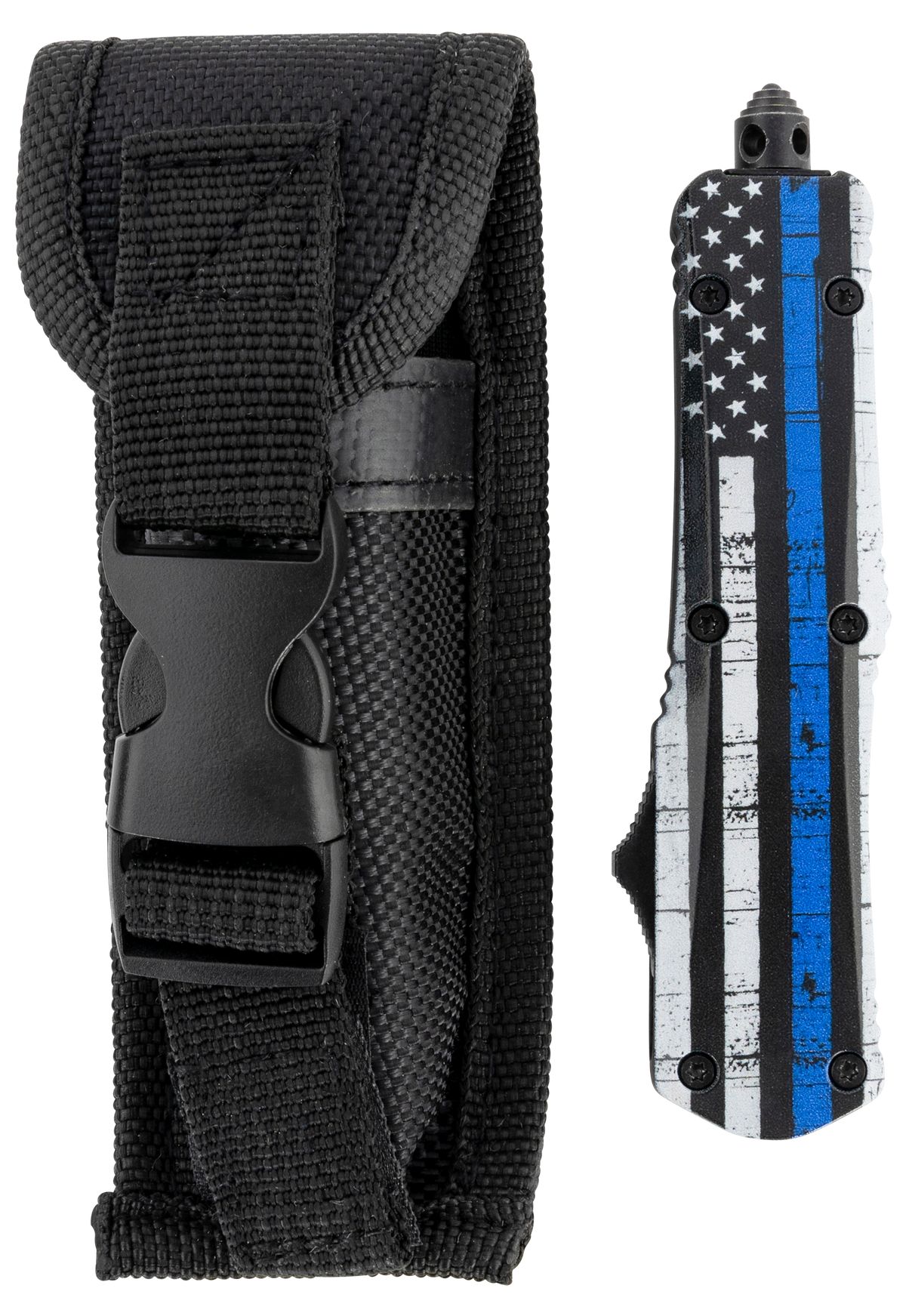 Templar Knife SBTB231 Gen II Back The Blue Small 2.69" OTF Tanto Plain 440C SS Black Oxide Stonewashed 4.31" Black & White w/Blue Line Aluminum Handle Glass Breaker — view 3