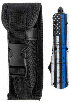Templar Knife SBTB231 Gen II Back The Blue Small 2.69" OTF Tanto Plain 440C SS Black Oxide Stonewashed 4.31" Black & White w/Blue Line Aluminum Handle Glass Breaker — view 3