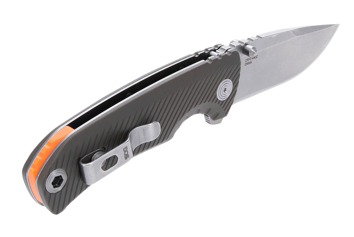S.O.G Tellus ATK 3.50" Folding Clip Point Plain Stonewashed Cryo 440C SS - OD Green GRN Handle — view 3