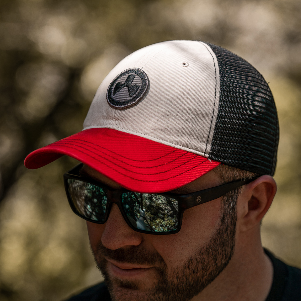 Magpul Industries Icon Patch Trucker Hat Stone/Red/Black OSFA Adjustable Snapback — view 3