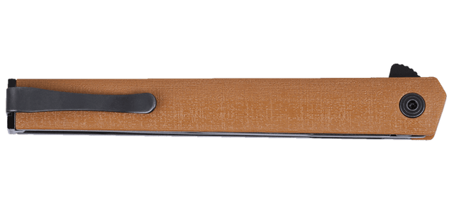 Columbia River CRKT 7097DKC CEO Flipper 3.35" Folding Plain Black EDP AUS-8A Desert Tan GRN Knife — view 3