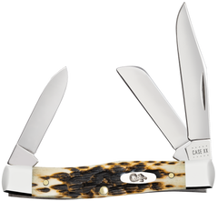 Case 00079 Medium Stockman 2.57"/1.88"/1.76" Folding Clip/Sheepsfoot/Pen Amber Bone Chrome Vanadium — view 3