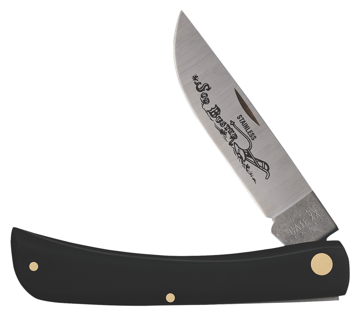 Case Sod Buster 3.70" Folding Skinner Plain Edge Tru-Sharp SS Black Synthetic Handle — view 3