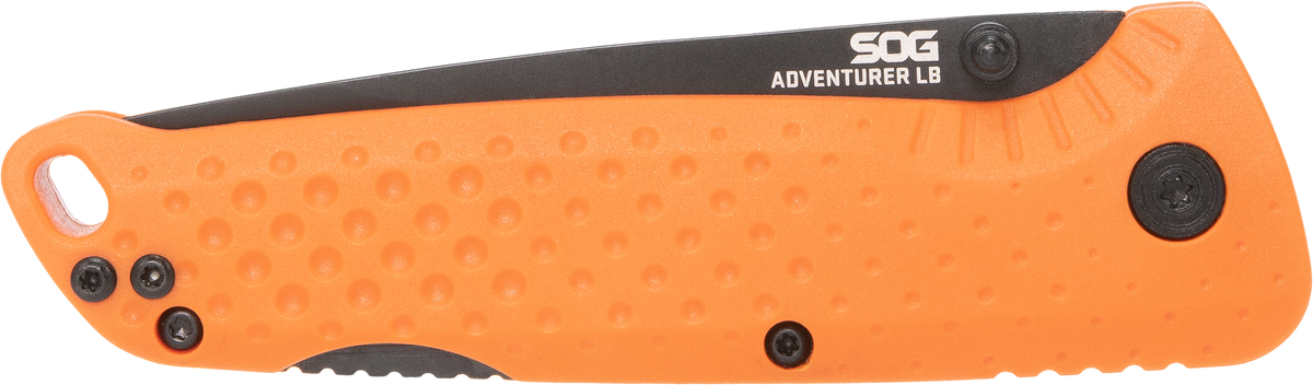 S.O.G Adventure LB 3.5" Folding Plain 5Cr15MoV Black TiNi Blaze Orange GRN Lockback Knife — view 3