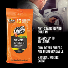 Dead Down Wind Dryer Sheets Natural Woods Cover Scent 15-Count — view 3