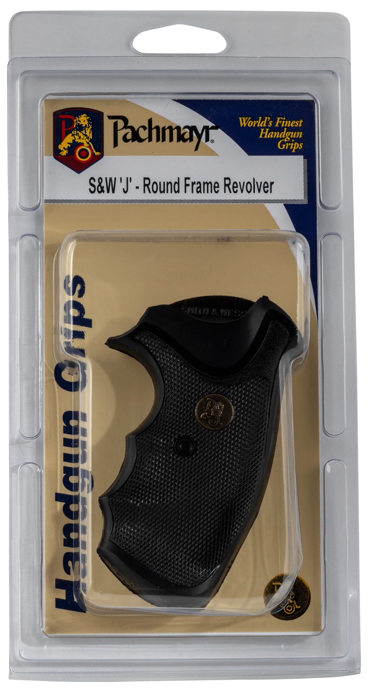 Pachmayr Gripper Grip Checkered Black Rubber w/ Finger Grooves for S&W J Frame Round Butt — view 3