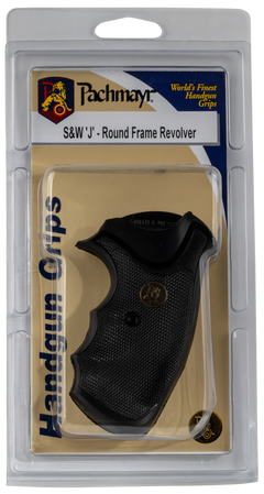Pachmayr Gripper Grip Checkered Black Rubber w/ Finger Grooves for S&W J Frame Round Butt — view 3
