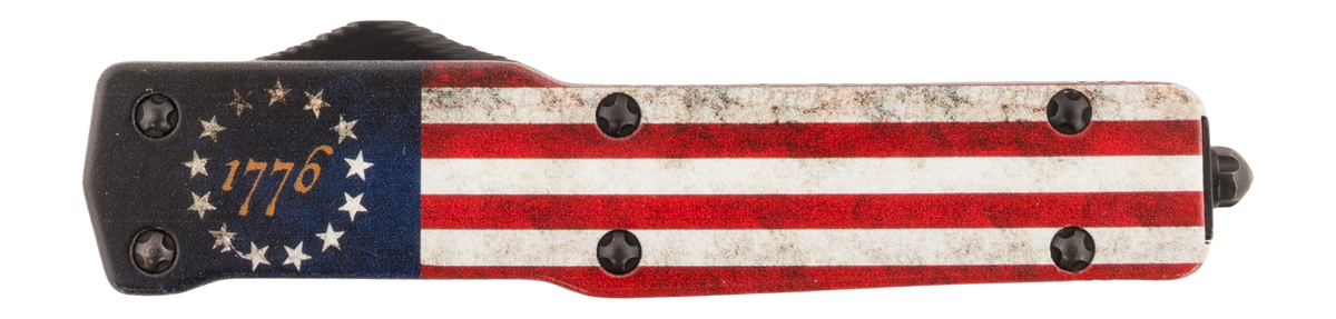 Templar Knife MZBRF121 Premium Weighted Betsy Ross Flag Slim 3.16" OTF Dagger Plain D2 Steel Black Oxide Stonewashed Aluminum Zinc Alloy Handle — view 3