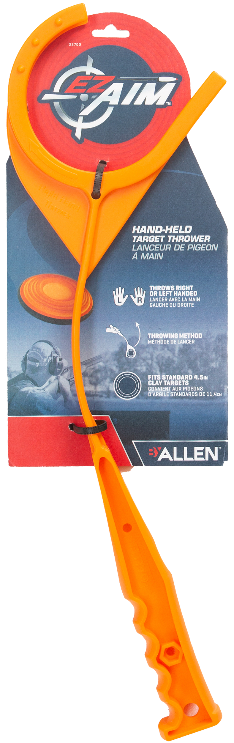 EZ-Aim 22701 Hand Held Clay Target Thrower Single Ambidextrous Orange — view 3
