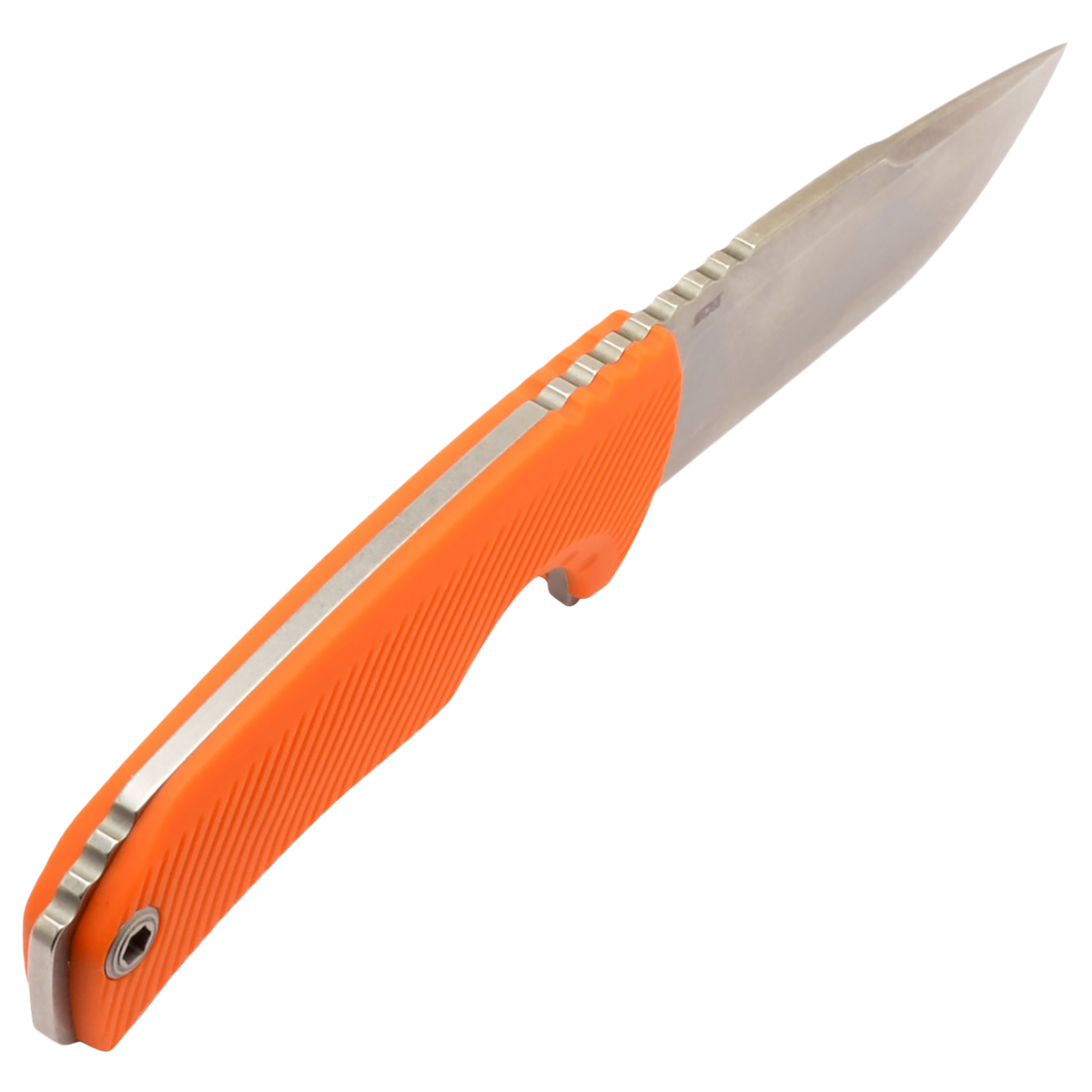 S.O.G Tellus FX 4.20" Fixed Clip Point Plain Stonewashed Cryo 440C SS Blaze Orange Textured GRN Handle — view 3