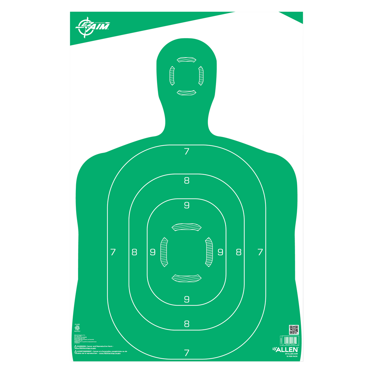 EZ-Aim 15204 Silhouette Paper Hanging Target 12" x 18" Green/White - 10 Pack — view 3