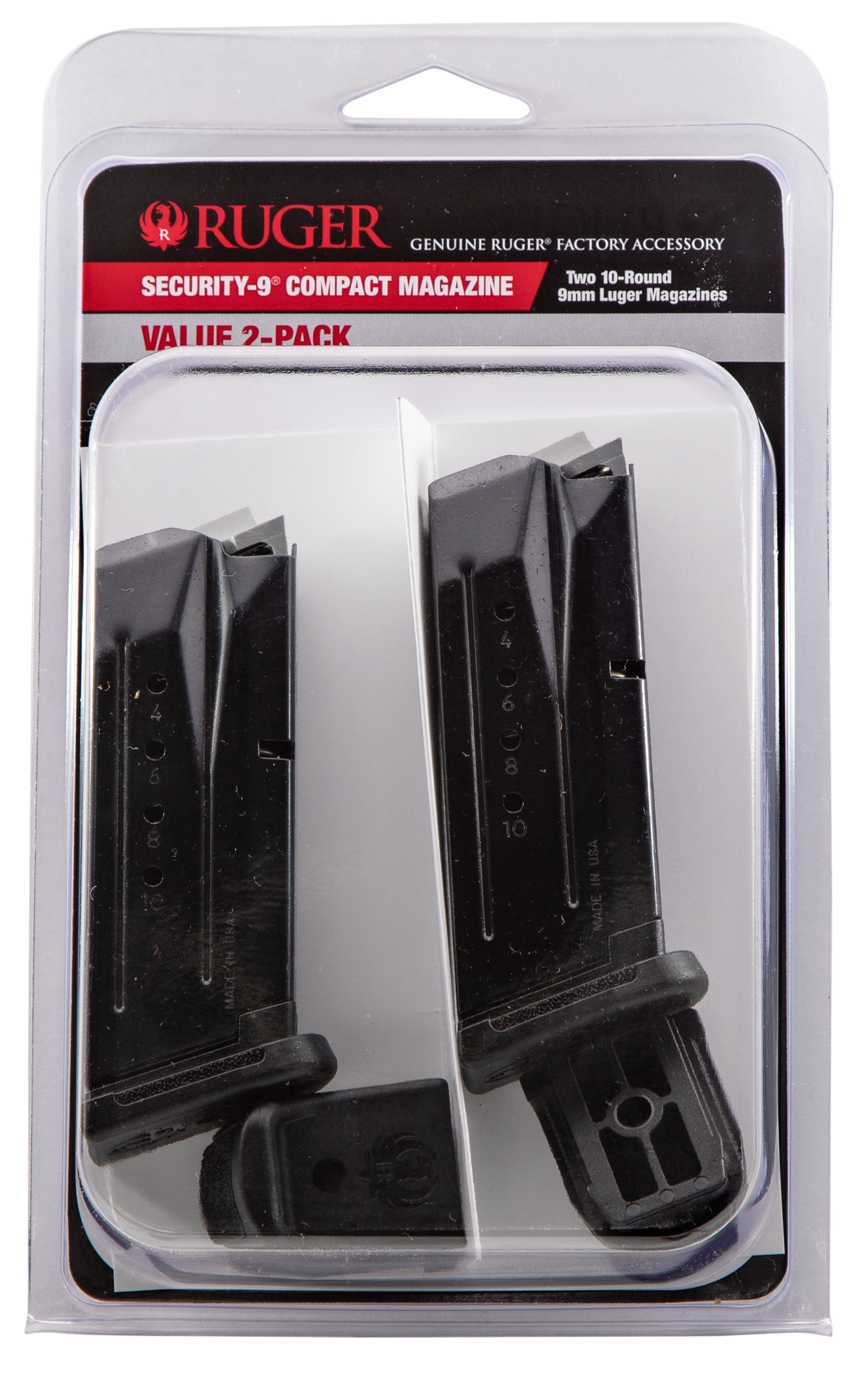 Ruger 90686 Security-9 Compact 9mm Luger 10rd Black Oxide Steel Pistol Magazine 2-Pk — view 3