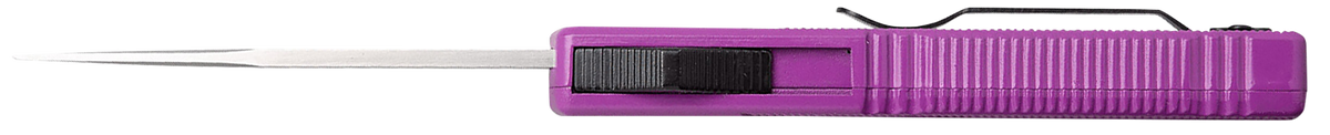 CobraTec Knives Lightweight 3.25" OTF Drop Point Plain D2 Steel Purple Aluminum Handle — view 3