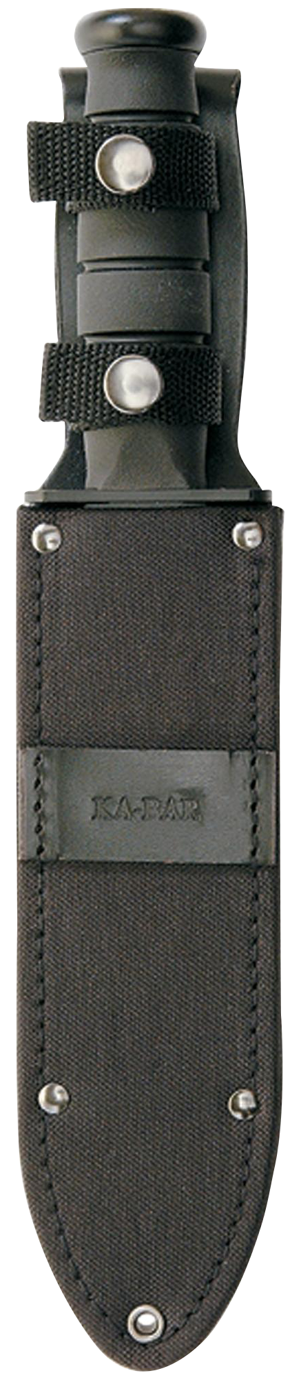 Ka-Bar 1271 Fighter 8" Clip Point Part Serrated 1095 Cro-Van Black Kraton G Handle Fixed - Leather/Nylon Sheath — view 3